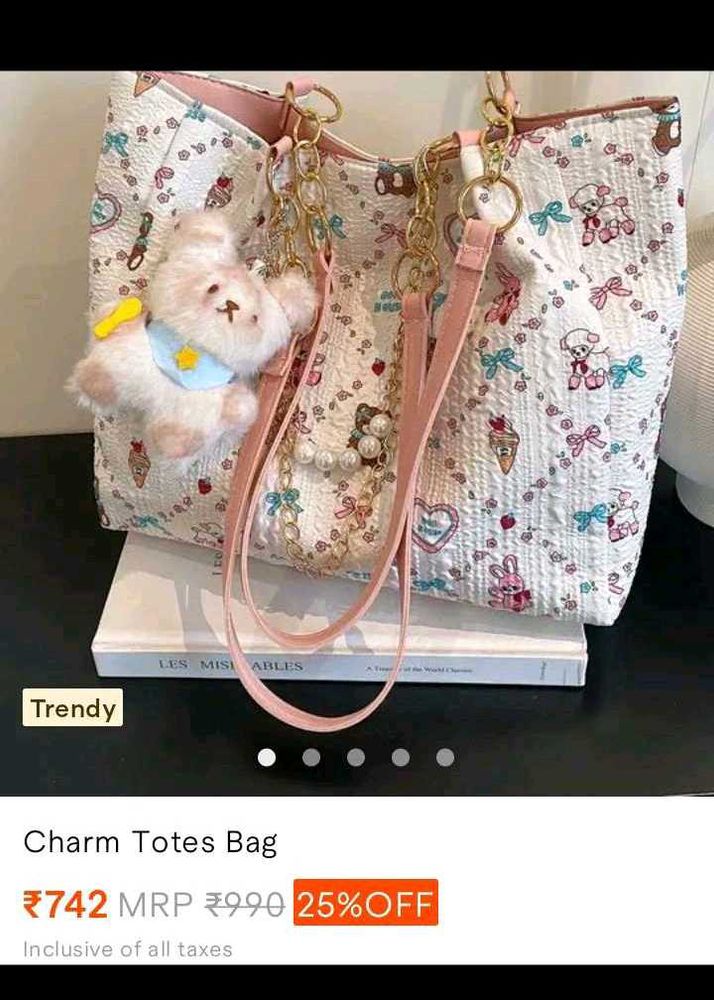 Cute White Teddy Bear Pattern Handbag