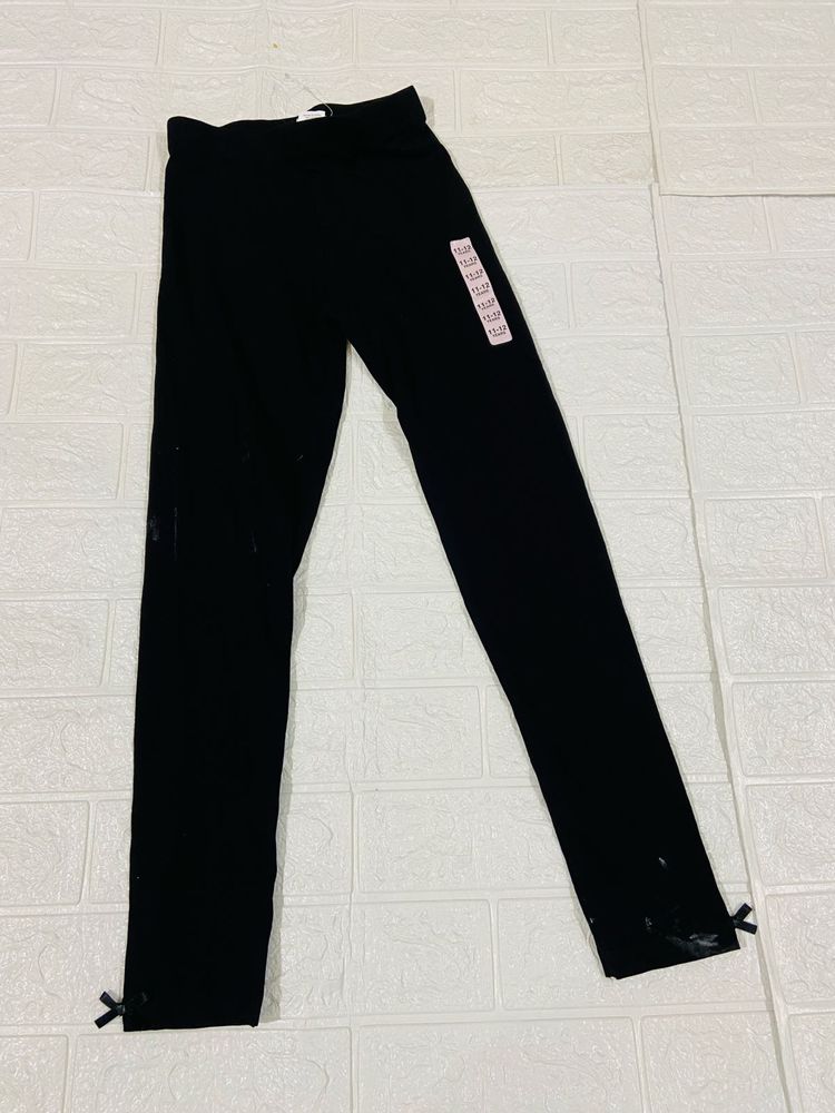 Black Leggings with Bow Detail 11 12 yrs