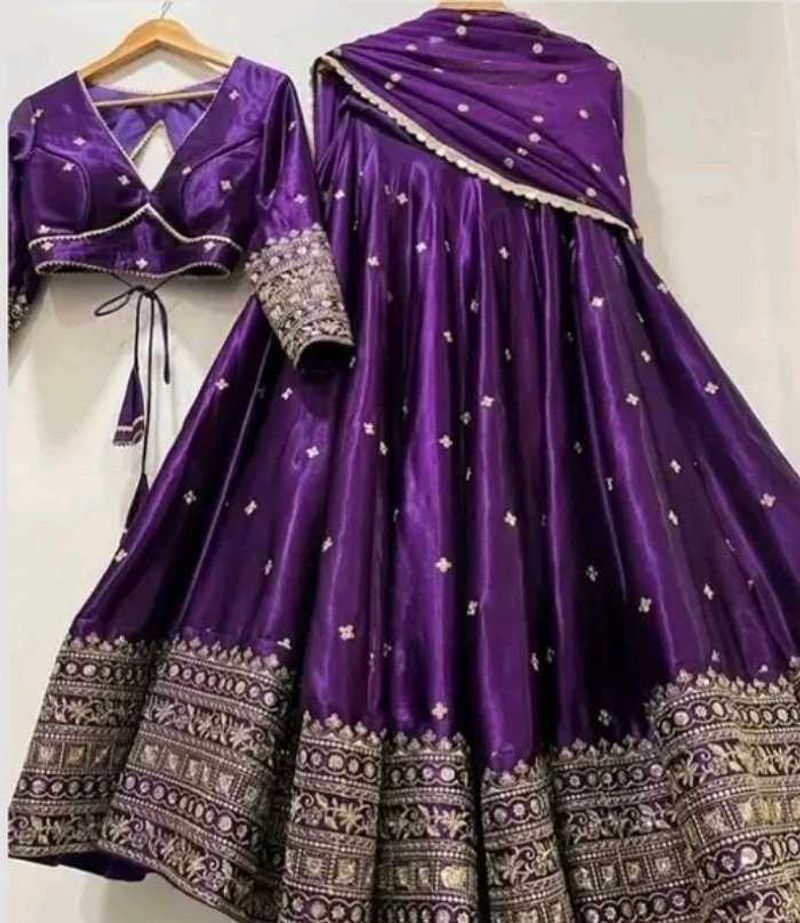 Stunning Purple Embroidered Lehenga Choli
