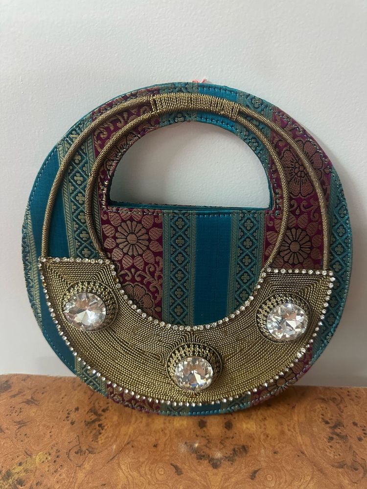 Circular Clutch with Embellishments