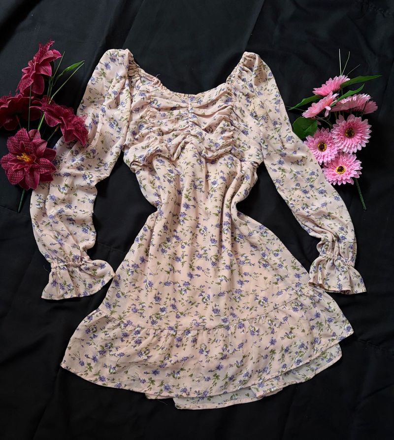 Floral Ruched Mini Dress