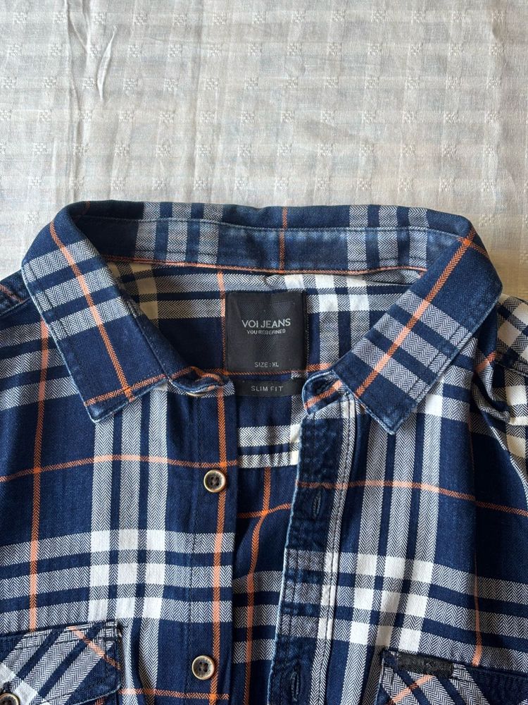 VOI JEANS Blue Plaid Casual Shirt