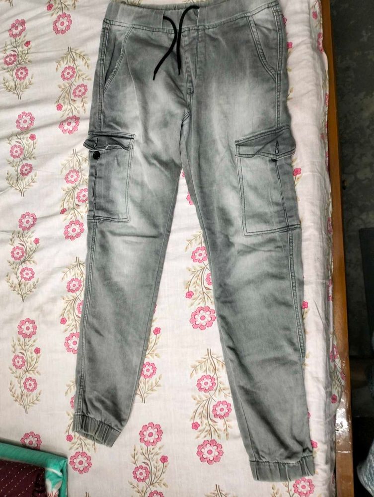 Stylish Grey Cargo Jogger Jeans