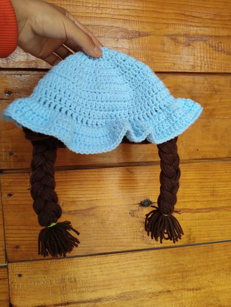 Handmade Crochet Baby Hat with Braids