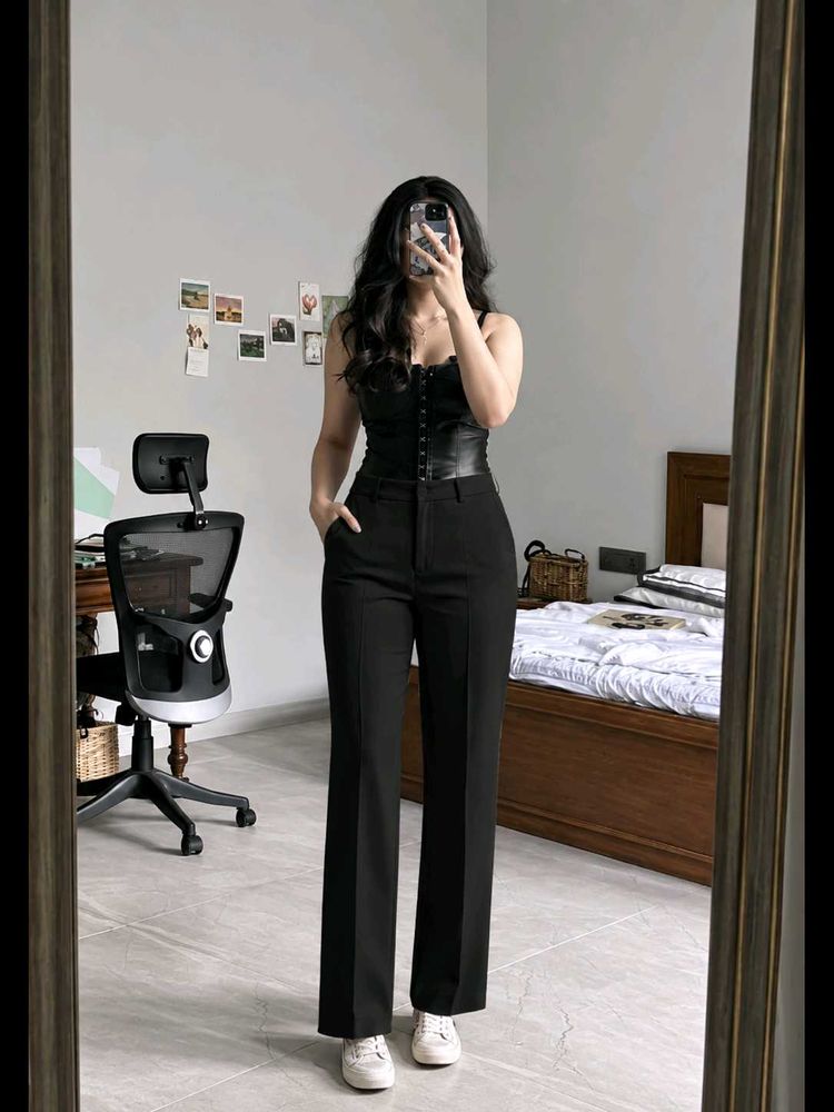 Chic Black + Beige Trousers