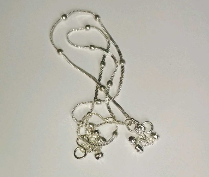 Silver Beaded Anklet