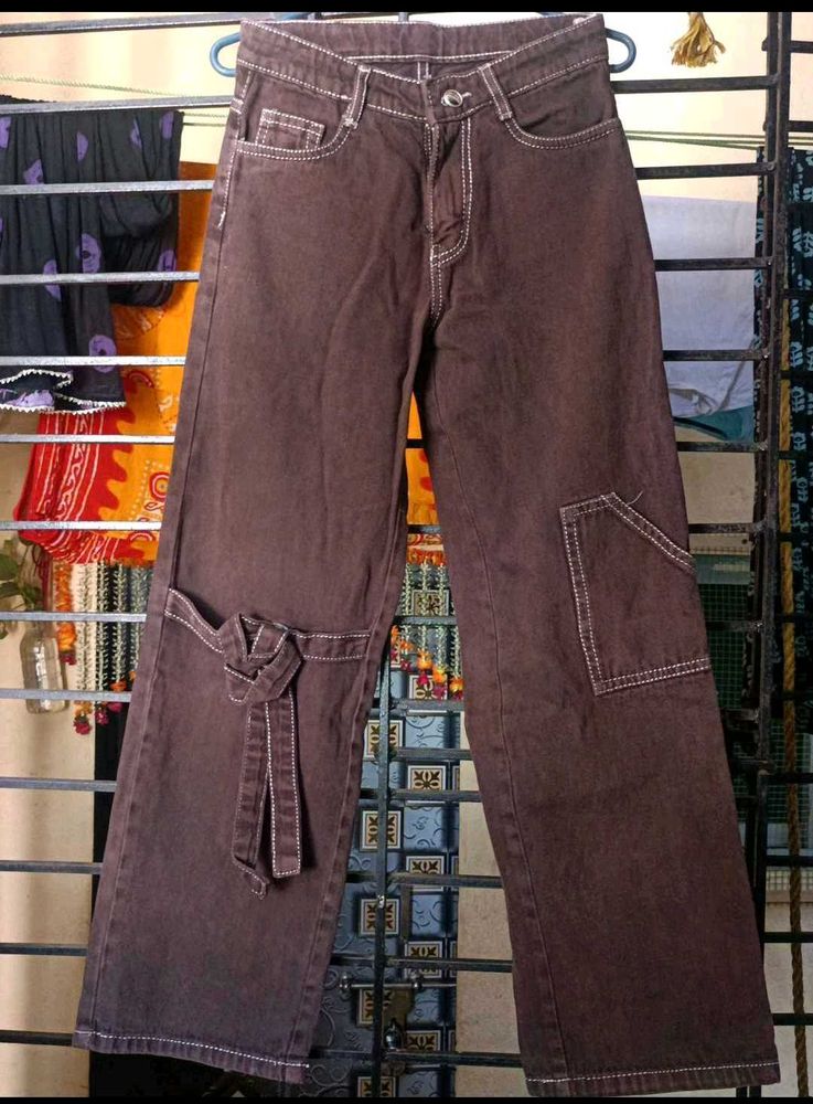 Brown Wide Leg Jeans