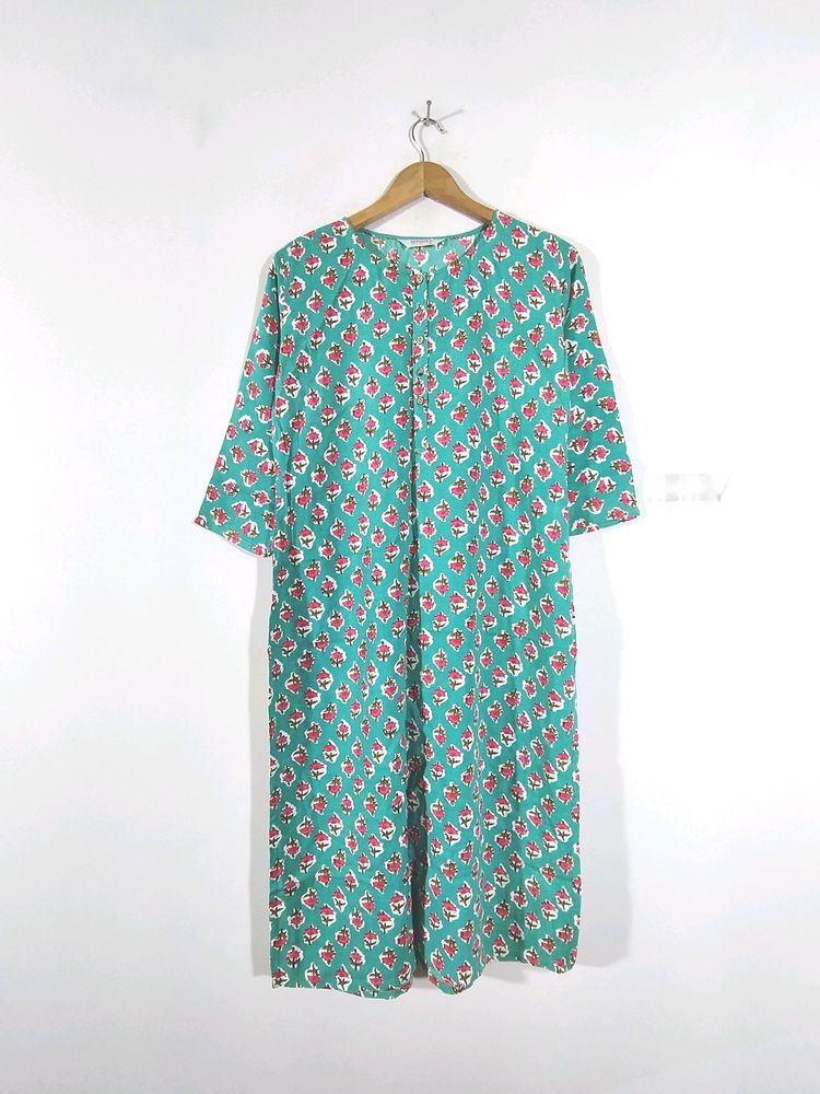 Sea Green Printed Kurta (Women's)