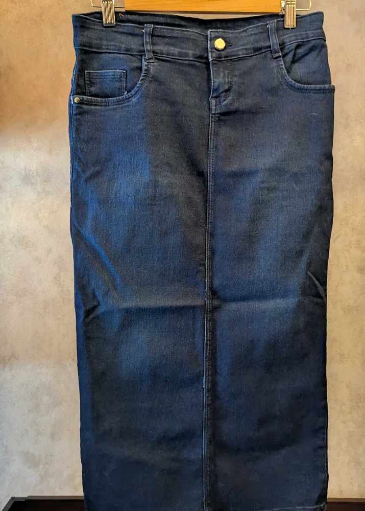 Purple Feather Denim Skirt (M)