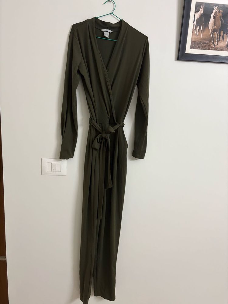 Olive Green Wrap Jumpsuit