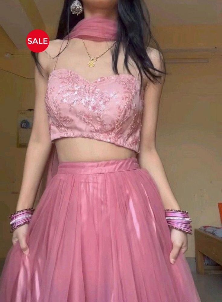 FREE DELIVERY Pink Lehenga With Dupatta And Blouse