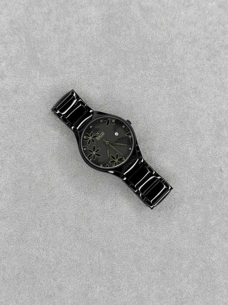 Elegant Black Flower Dial Watch