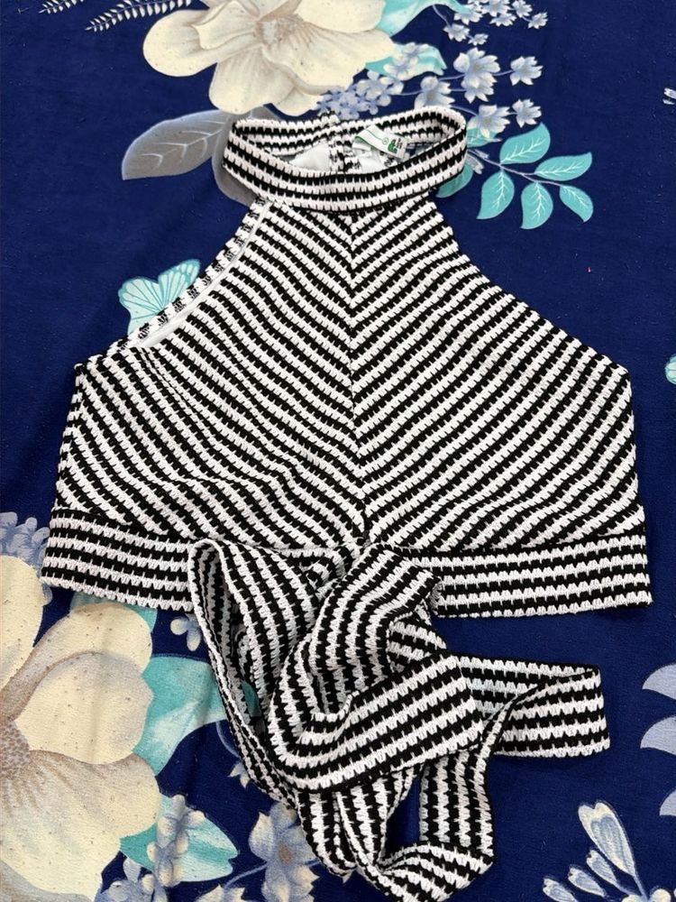 Chic Striped Halter Neck Top