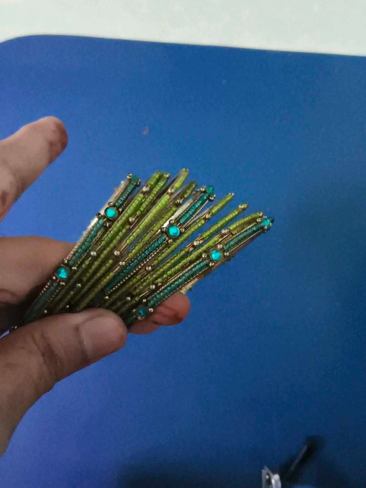 Green &amp; Blue Beaded Bangles