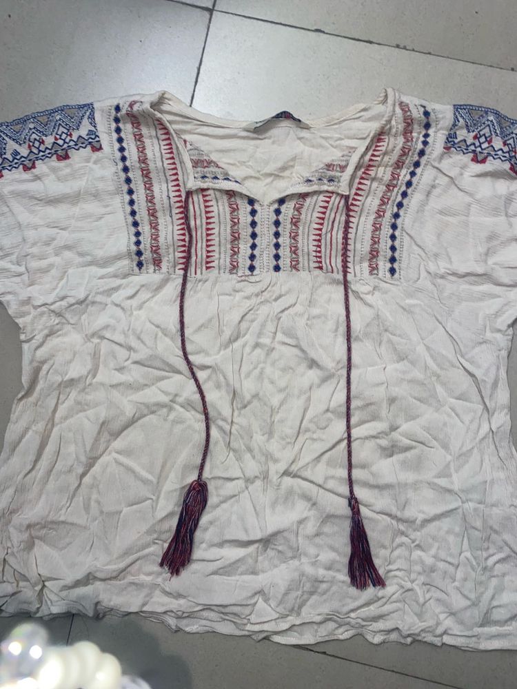 Short White Kurti Top