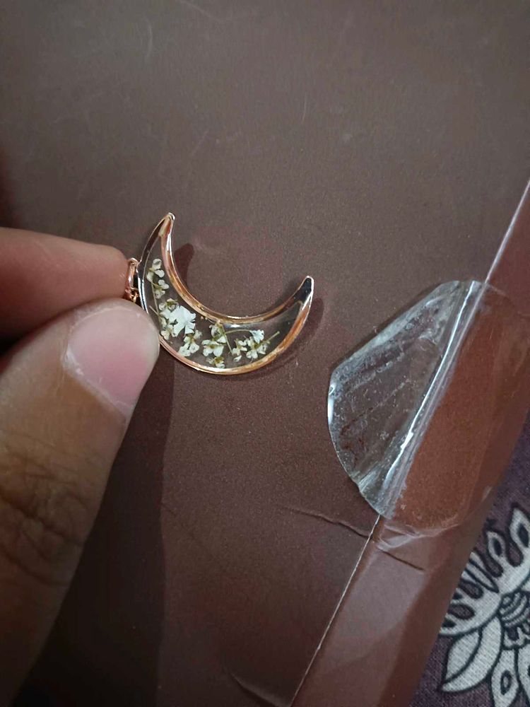 Crescent Moon Resin Necklace Pendant