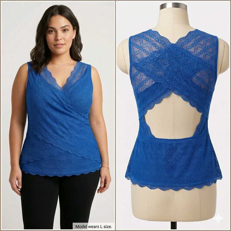 Stunning Blue Lace Wrap Top