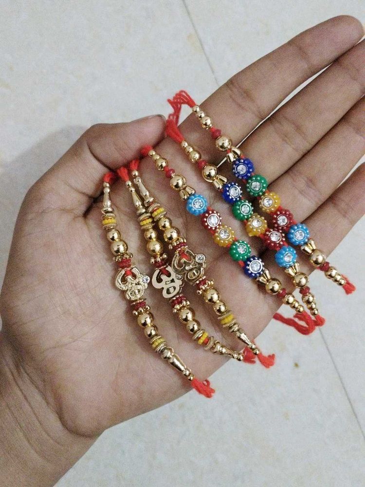 Set of 6 Colorful Rakhi Bracelets