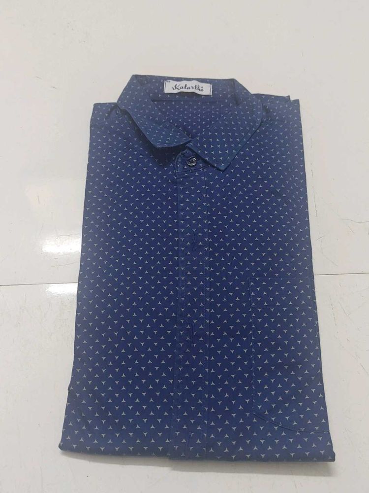 Men's Blue Printed Shirt