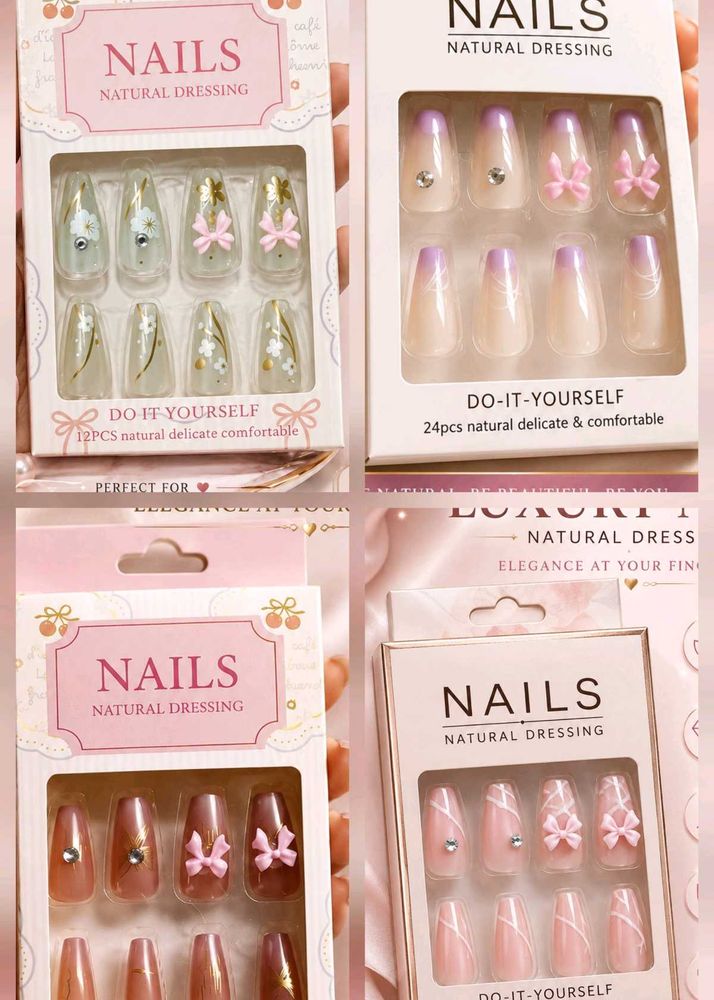 4 pack of Designer Press-On Nails Set😍New