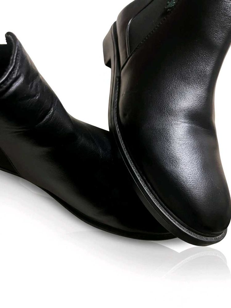 Black synthetic leather Ankle Boots