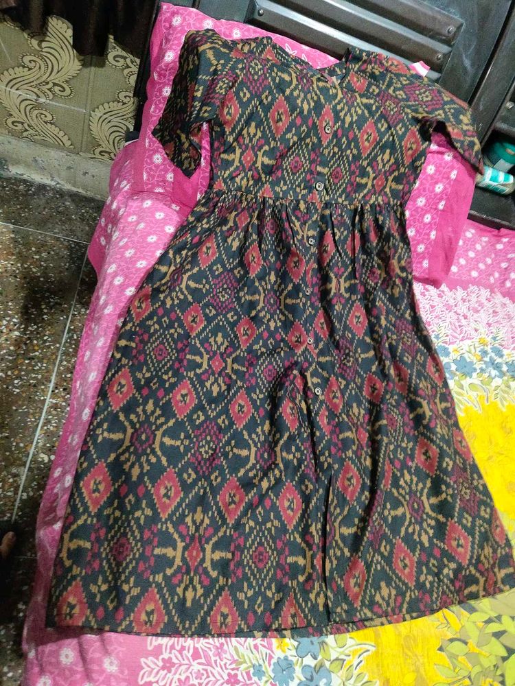 Patterned Midi anarkali long kurta