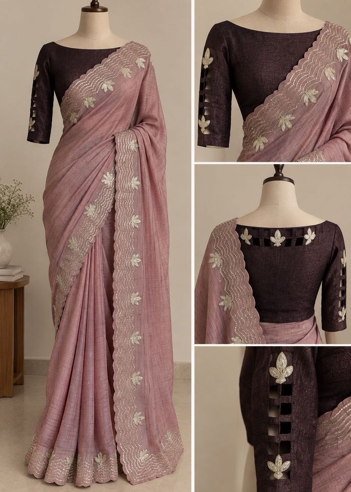 Muave Gota Patti Saree with Silver Embellishments
