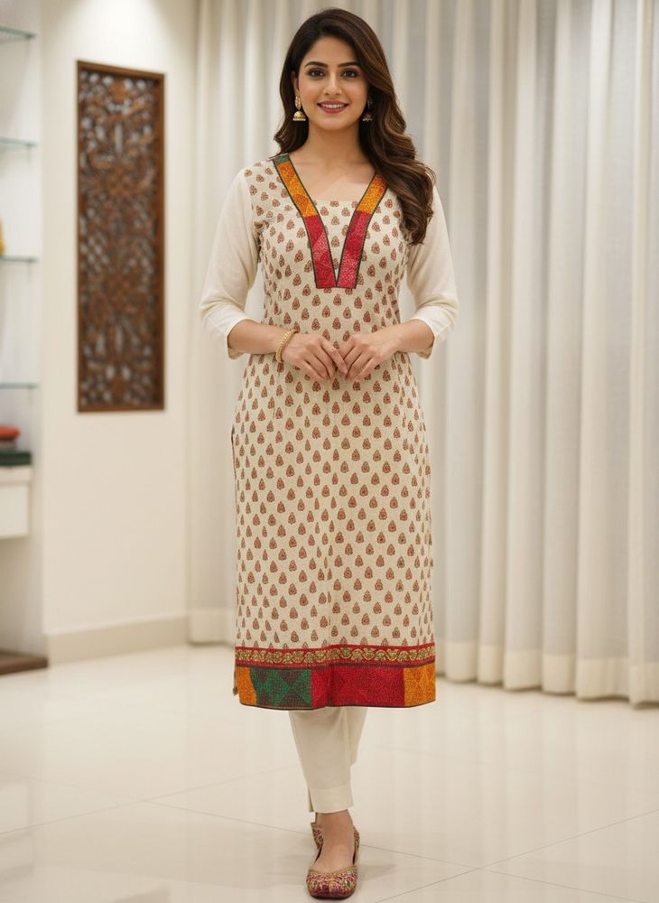 elegant Punjabi kurti with phulkari lace
