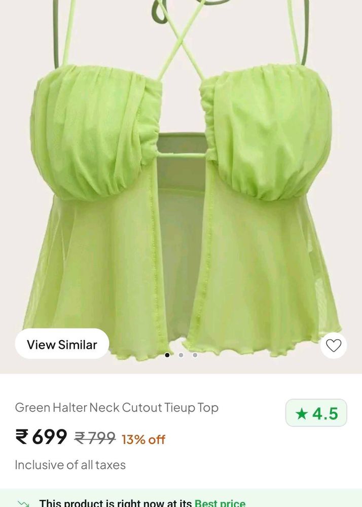 Sheer Green Tie-Front Top