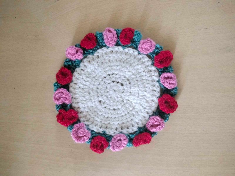 crochet flower coaster