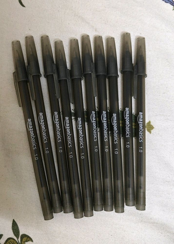 Amazon Basic Black Ball Pen (Pack Of 10)