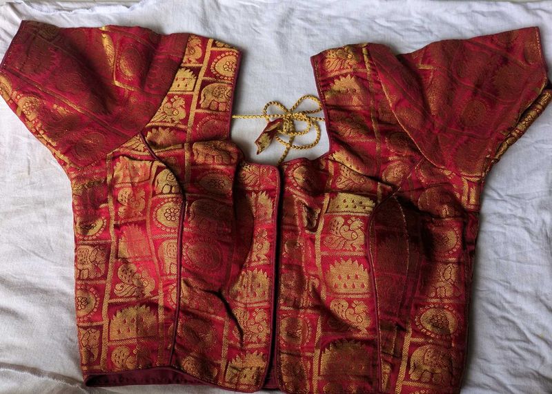 Designer Red &amp; Gold Banarasi Silk Blouse