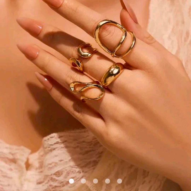 Chunky Gold Abstract Ring Set of 4