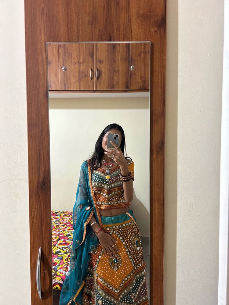 Vibrant Ethnic Mirror Work Lehenga Set