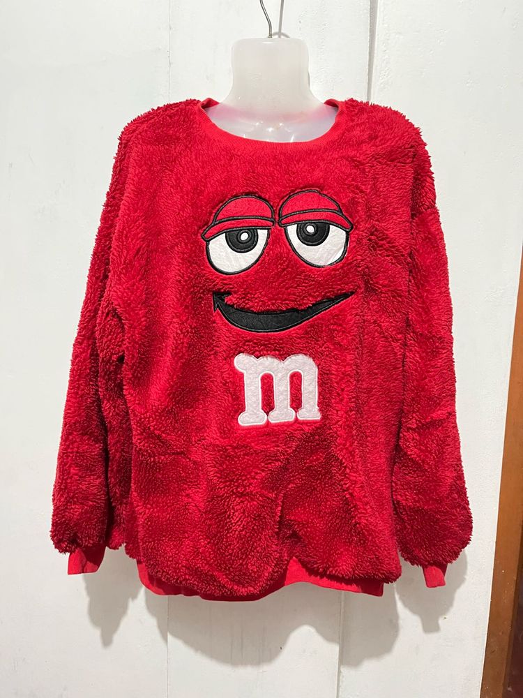 Red M&amp;M Fuzzy Sweatshirt