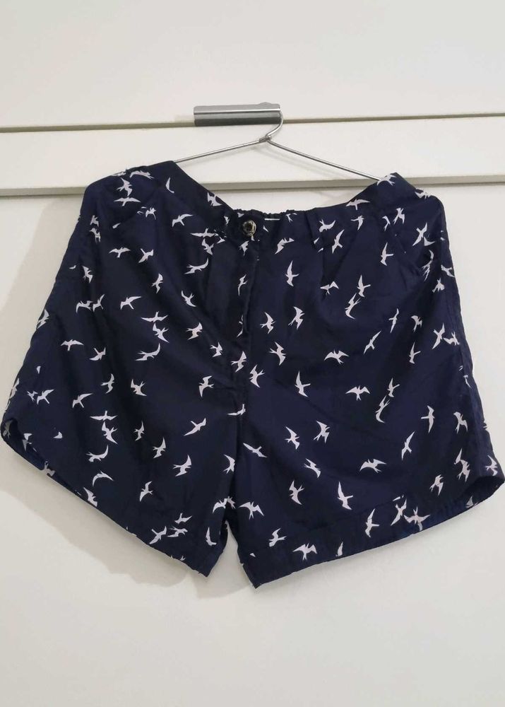 Bird Print Shorts With Pockets