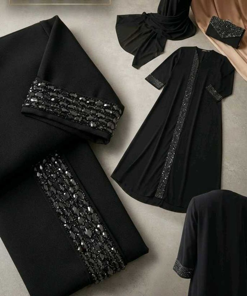 Sparkling Black Abaya with dupatta