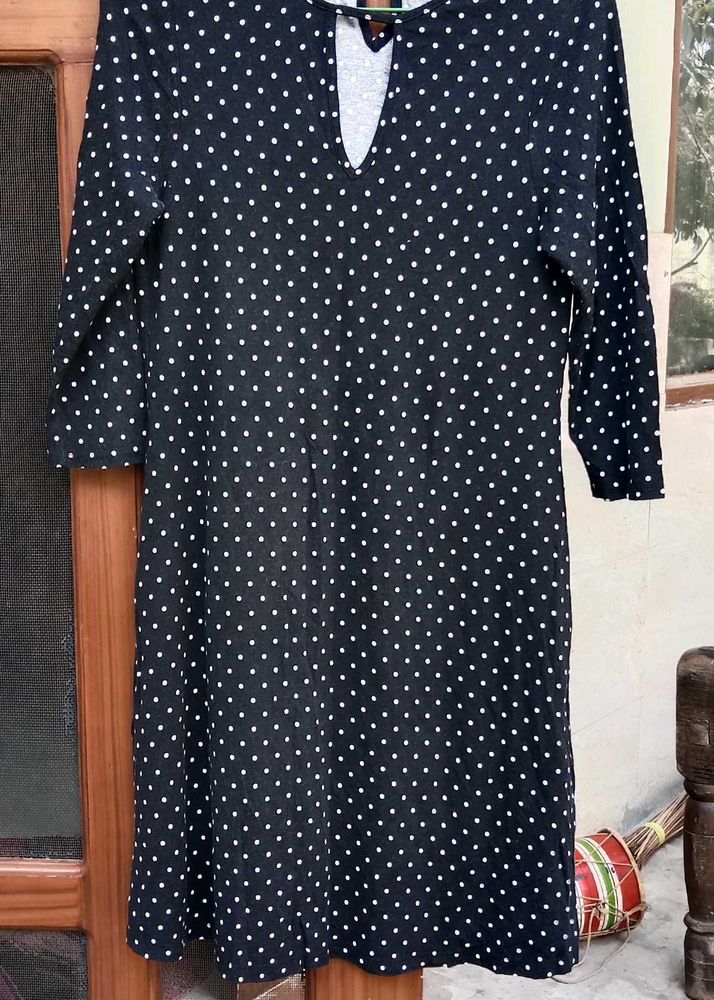 imported Black &amp; White Polka Dot Dress
