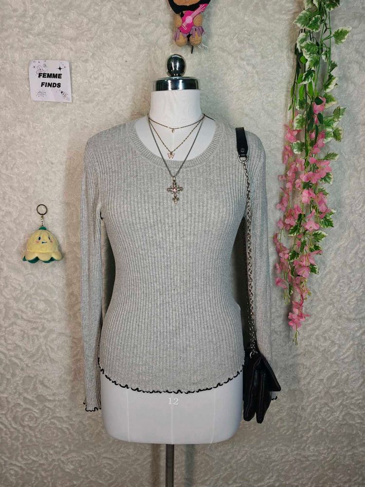 H&amp;M Ribbed Crew Neck Long Sleeve Top