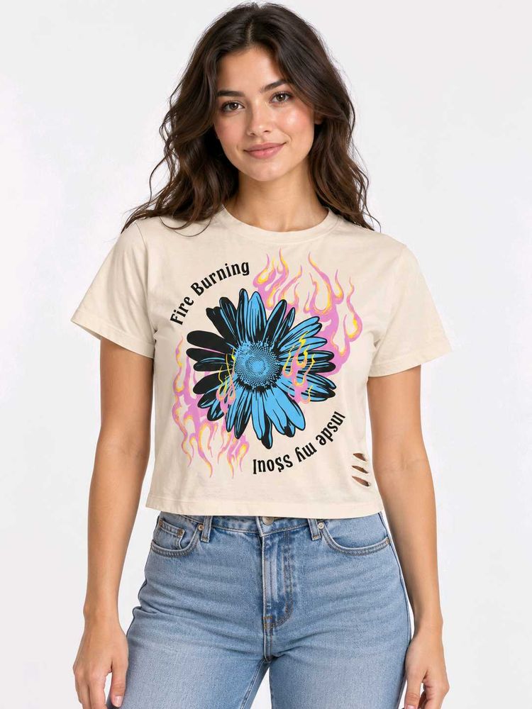 Graphic Print Cropped T-Shirt