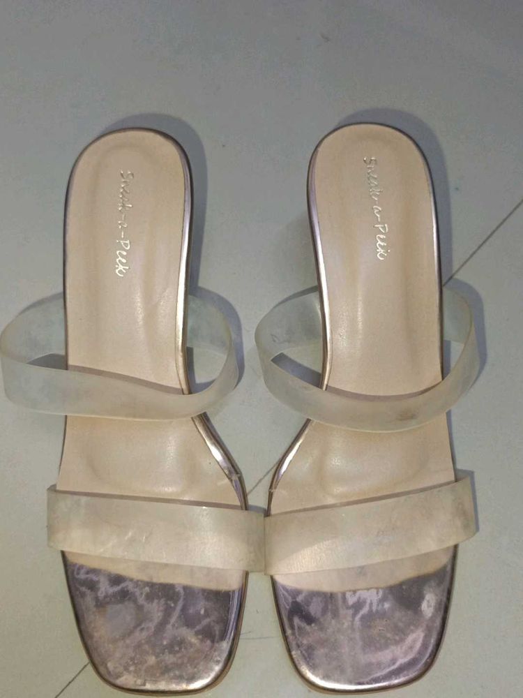 Stylish Block Heels with Clear Straps