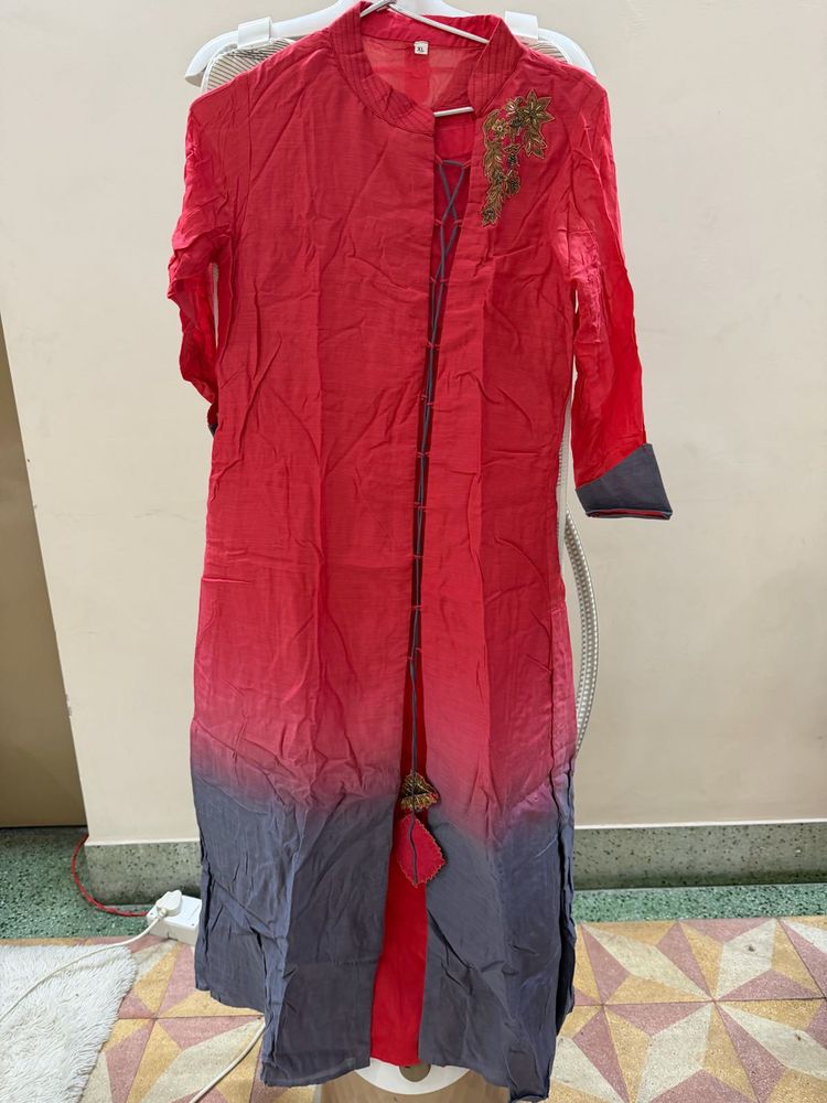 Ombre Kurta with Tassel Detail
