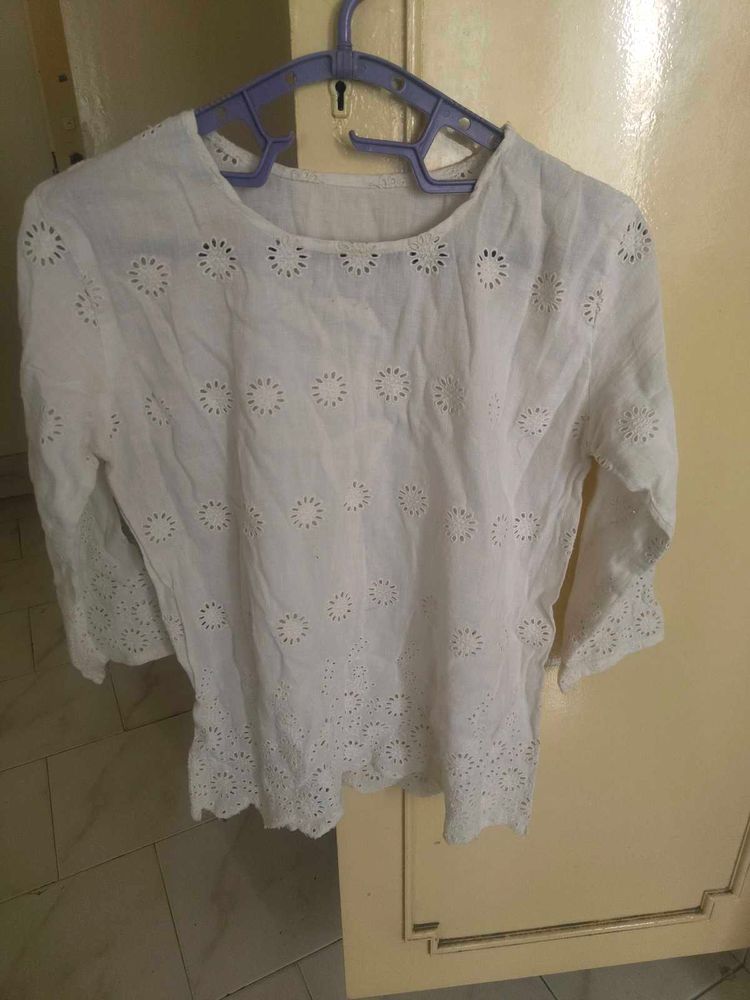 White Broderie Anglaise Top
