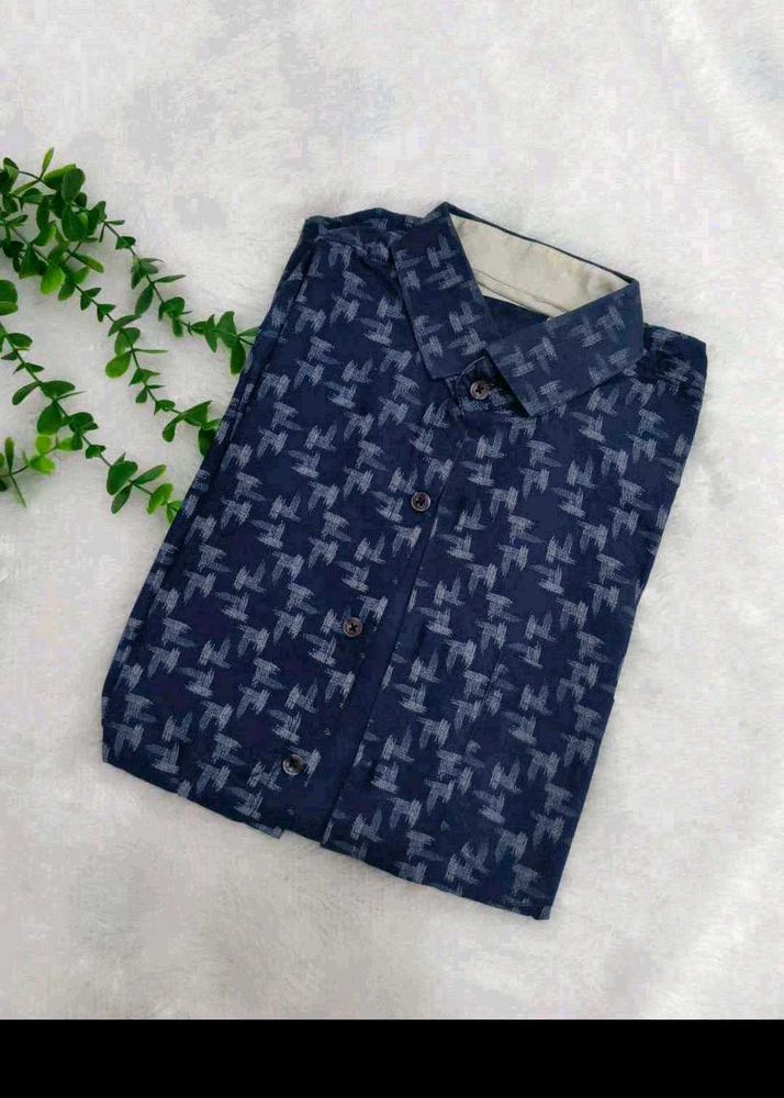 Casual Blue Printed Men's Shirt