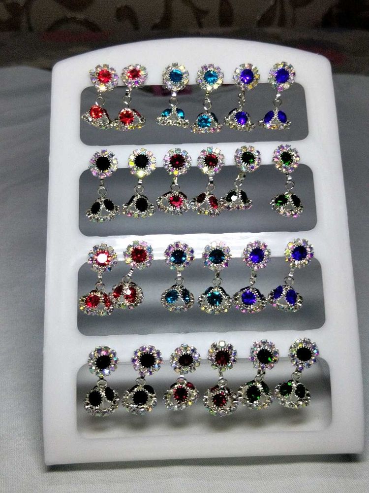 Sparkling Gemstone Dangle Earrings Set in 12