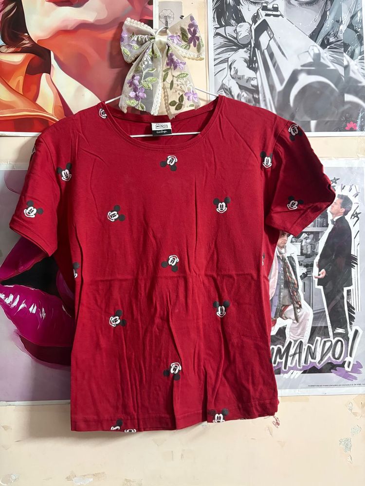 Cute Red Mickey Mouse T-Shirt