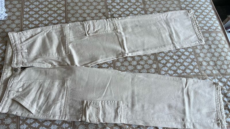 Off white cargo style denim