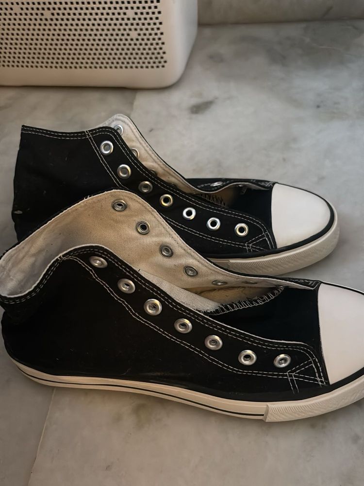 Unisex Black High-Top Canvas Sneakers