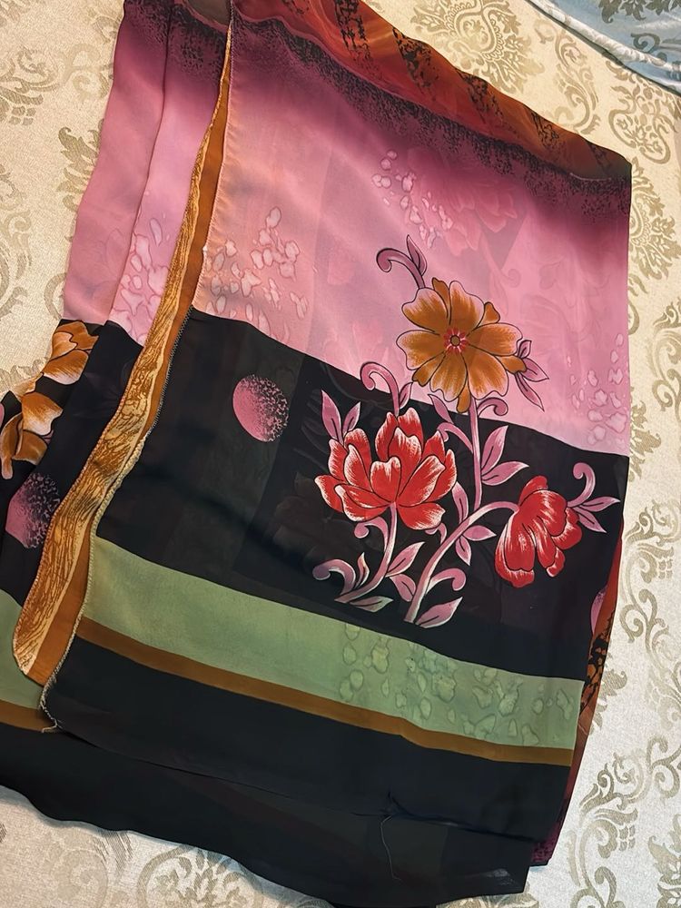 printed multi colour saree
