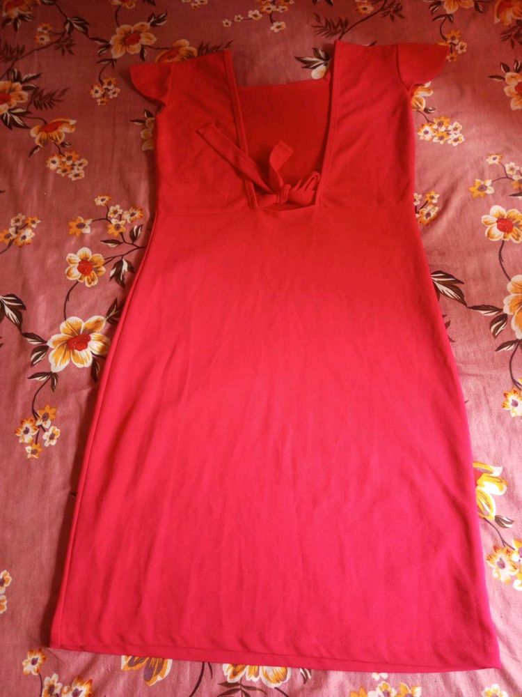 Vibrant Red Tie-Front Dress